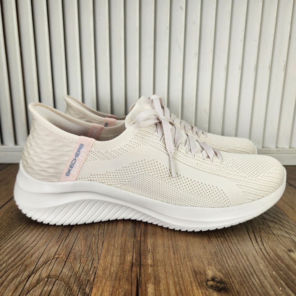 Skechers Slip-Ins Ultra Flex 3.0 Women's 8.5 Natural White Walking Shoes 149710